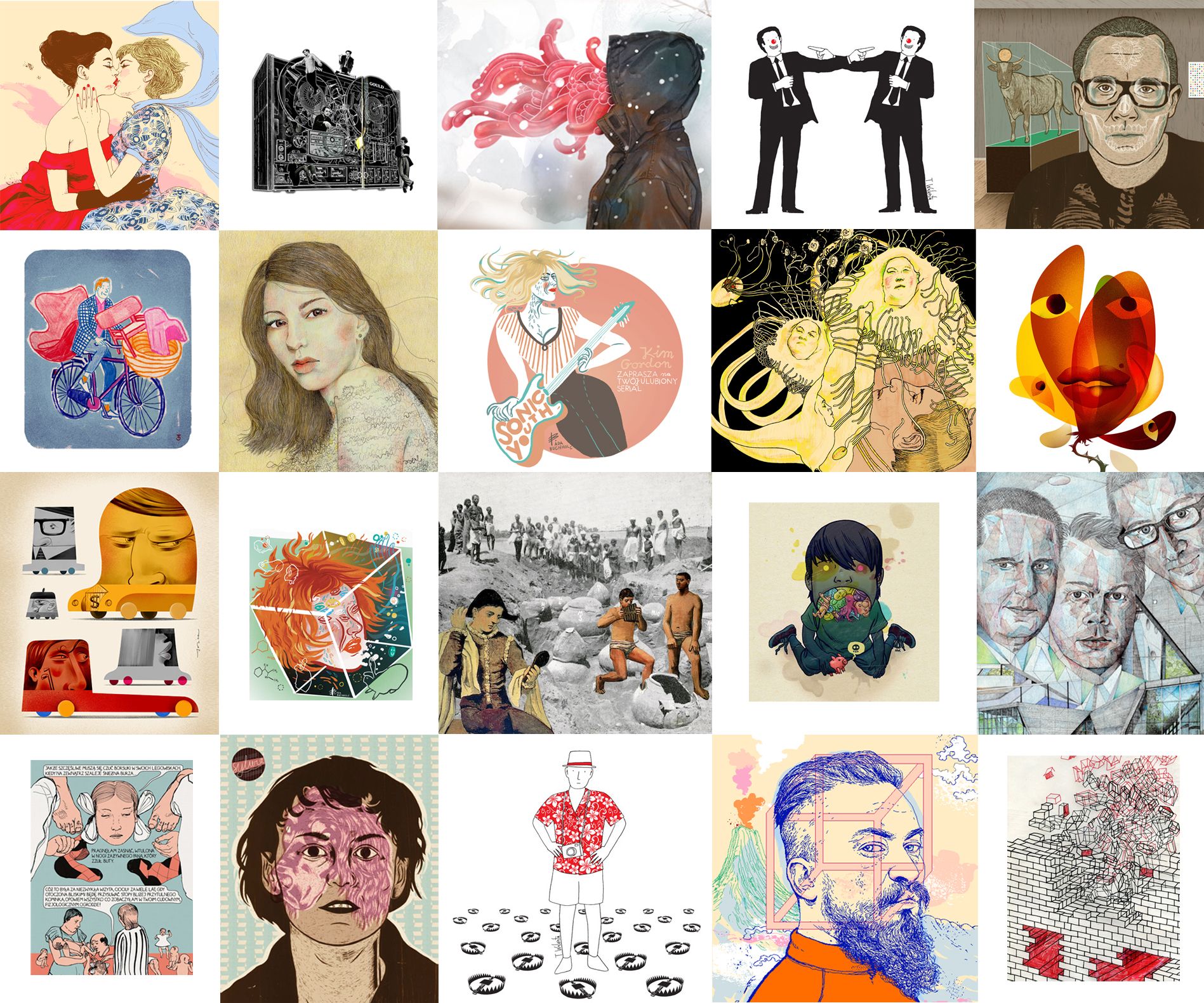 A collections of the works by artists of ILLO, photo courtesy of the Pigasus-Gallery, Berlin 